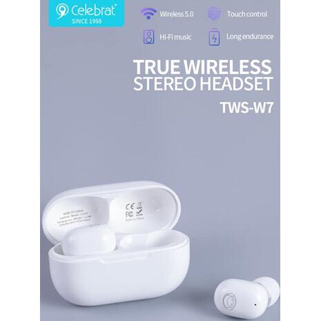 Ακουστικά ασύρματα με θήκη φόρτισης Celebrat W7, true wireless λευκά W7-WH - Τεχνολογία και gadgets για το σπίτι, το γραφείο και την επιχείρηση από το από το oikonomou-shop.